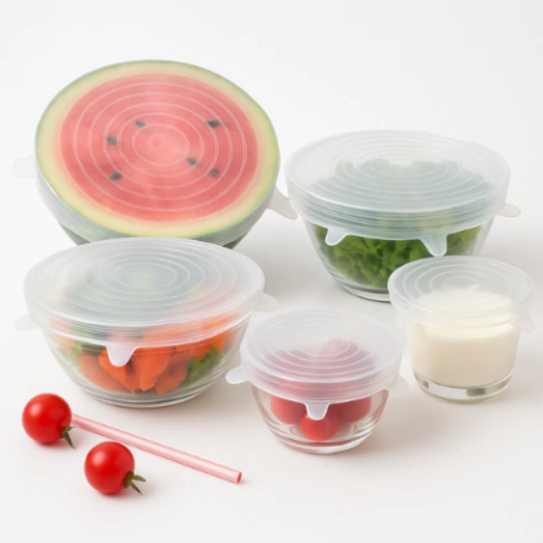 Tampas de silicone extensíveis e flexíveis