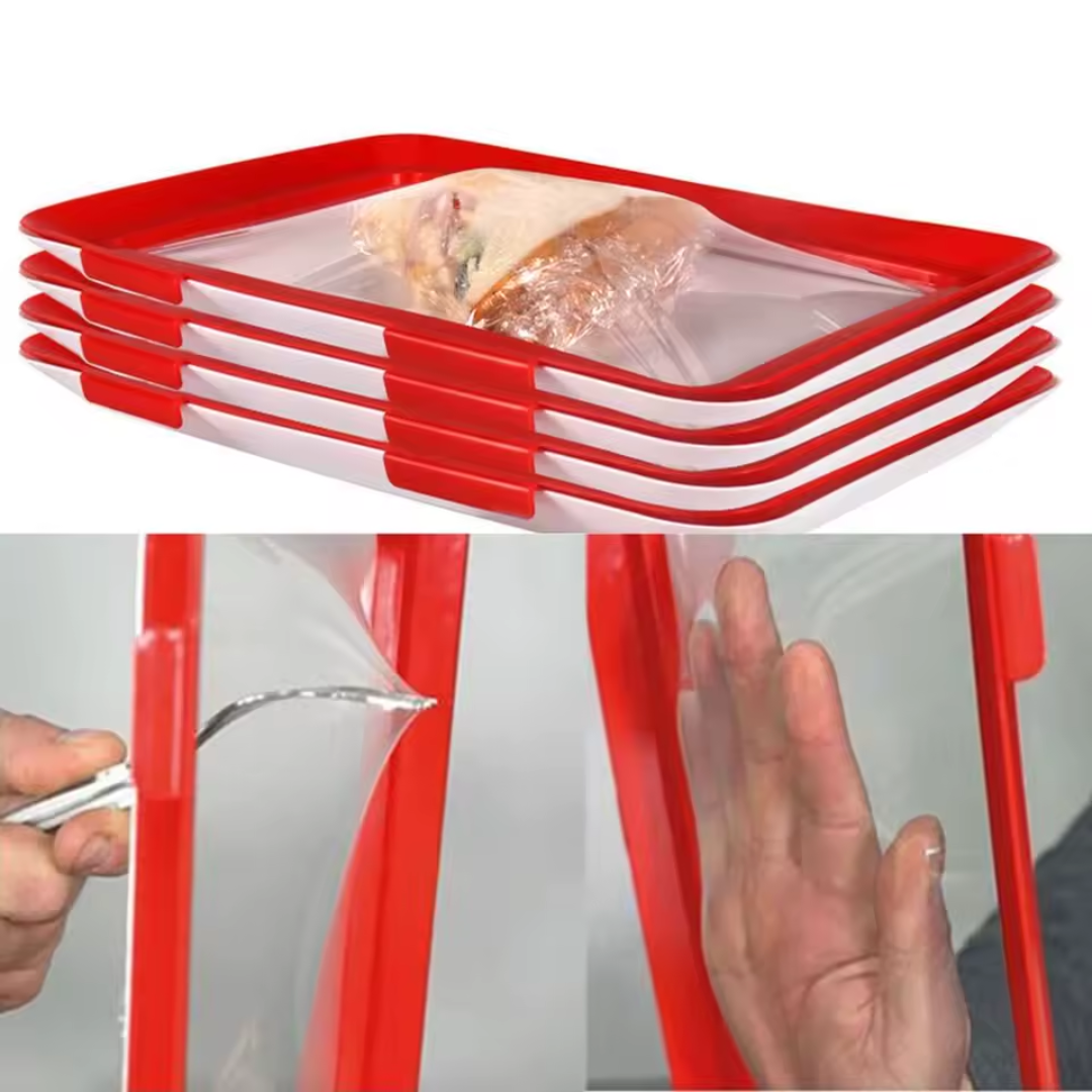 Bandeja reutilizável para conservar alimentos
