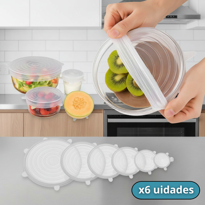 Tampas de silicone extensíveis e flexíveis
